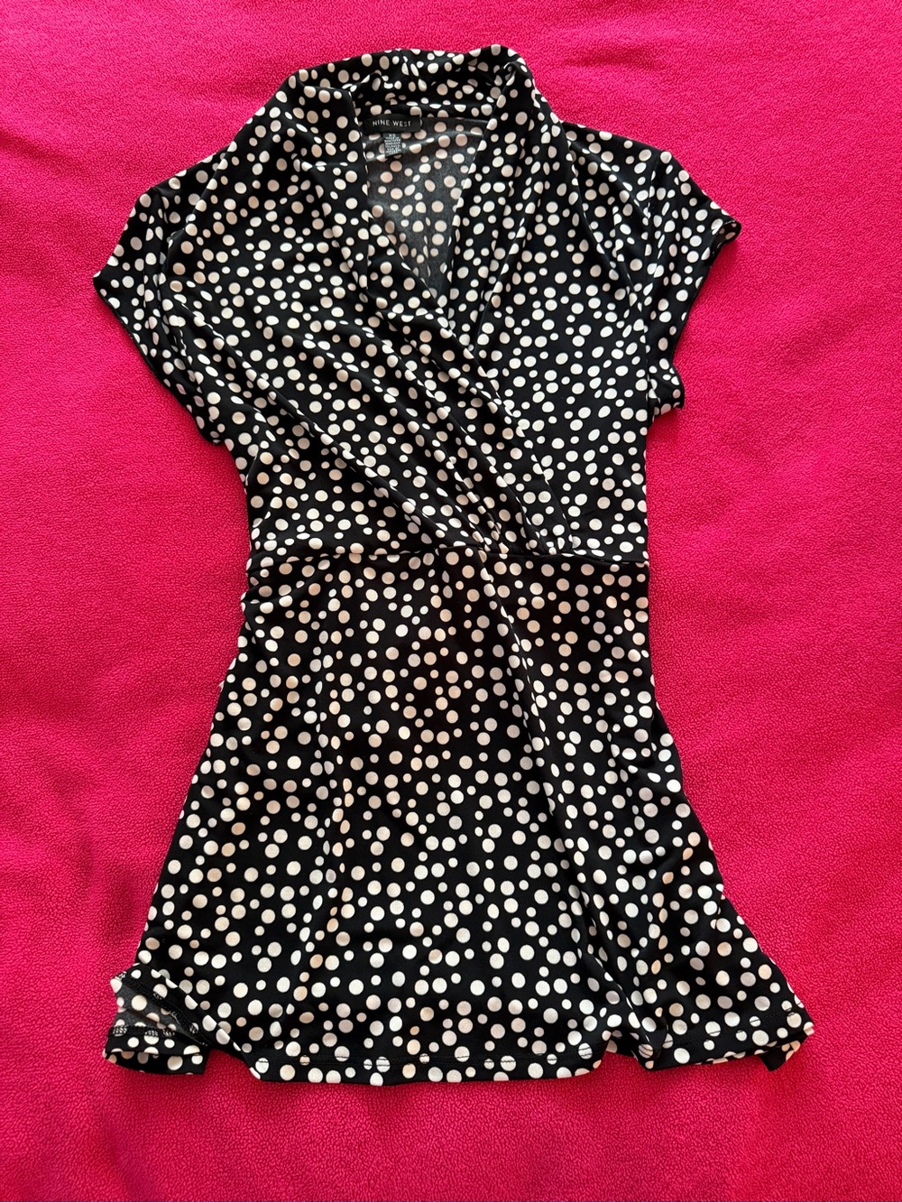Nine West Women’s Black and White Polka Dot Top